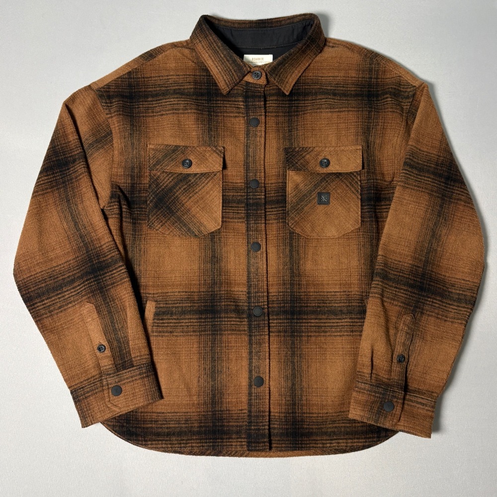 Roark Revival Nordsman Brown Plaid Wool Blend Flannel Shirt Jacket Mens Small